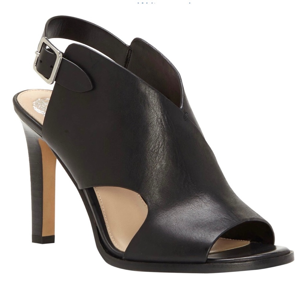 Vince Camuto Black Leather Slingback Heels Sz 7.5